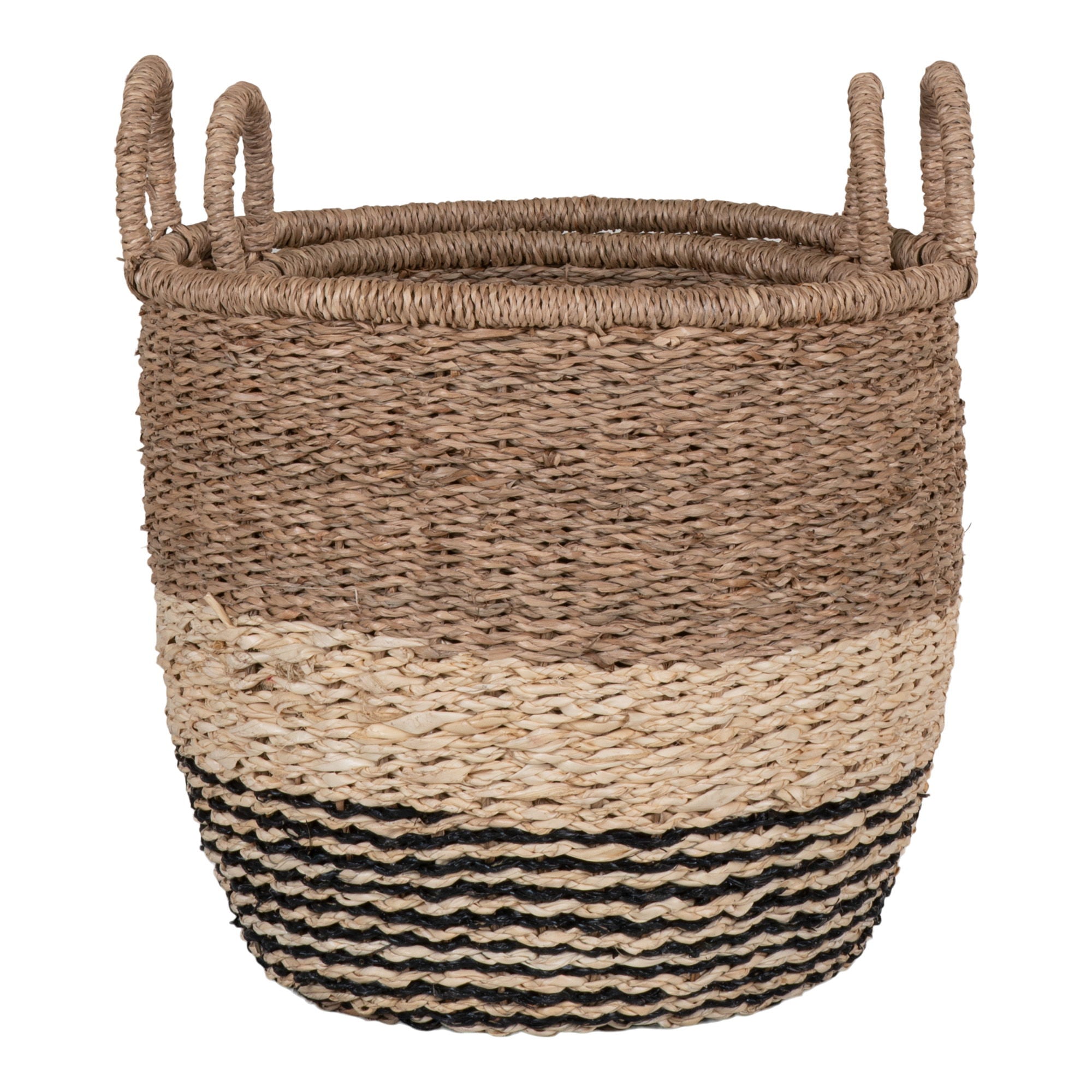 Farbe Lima – Aufbewahrungskörbe aus Seegras, natur/braun/schwarz, Set aus 2